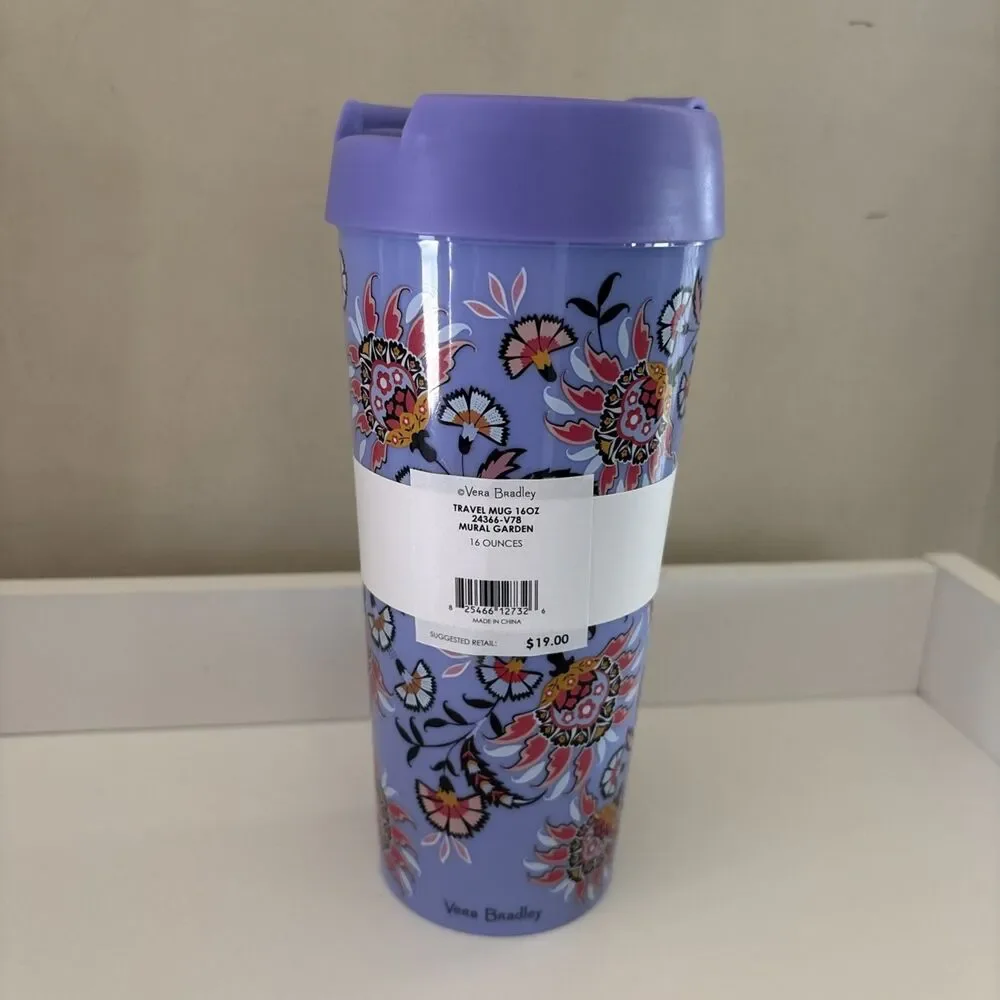 Vera Bradley Travel Mug Mural Garden- 16 oz - NEW